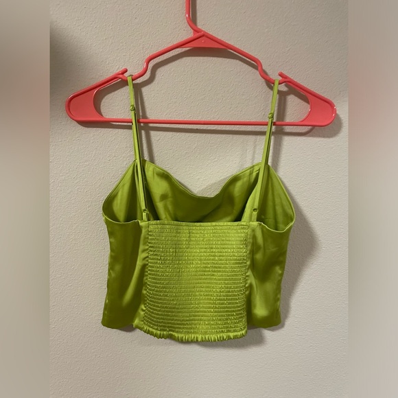 Women’s Satin Tops Neon Green Color - Picture 4 of 6